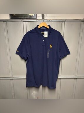 Ralph Lauren Navy Polo With Gold Pony Embroidery XL NWT